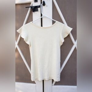 GAP Ribbed Flutter Sleeve Top (M)